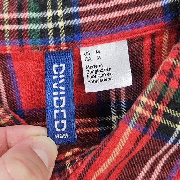 Divided By H&M Multi Color Long Sleeve Button Down Flannel Shirt Size Medium - Picture 2 of 12